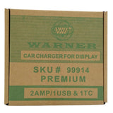Warner Car Charger for Display 2 Amp/1 USB & 1 TC