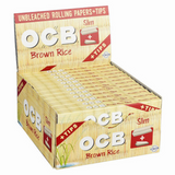 OCB Brown Rice Unbleached Rolling Papers and Tips Slim Size