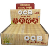 OCB Brown Rice Unbleached Rolling Papers Slim Size (24 PCS Display)