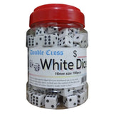 Double Cross White Dice 16 mm Size 150 PCS Jar